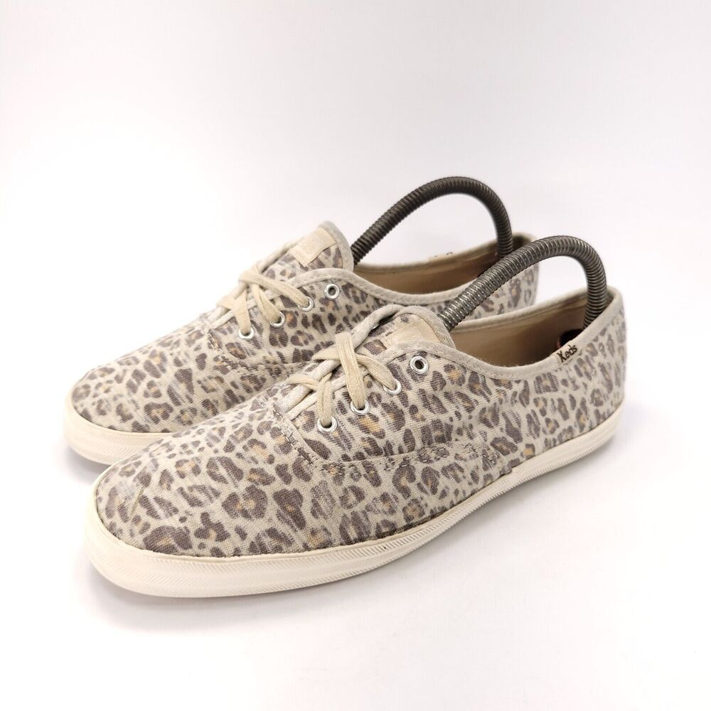 Keds Animal Print Sneakers - Cream and Brown